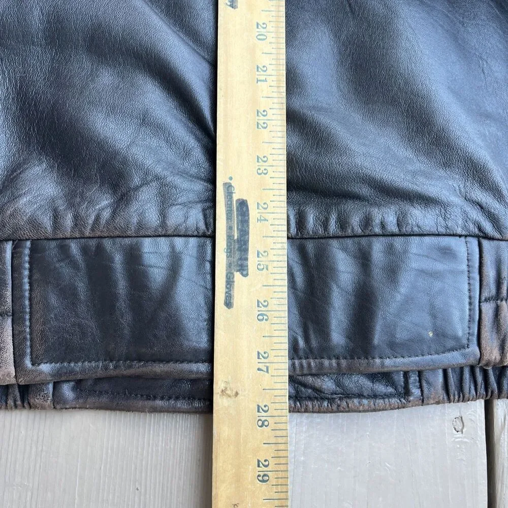 MARC New York Andrew Marc Vintage 1980's Bomber Leather Jacket Brown Size XL